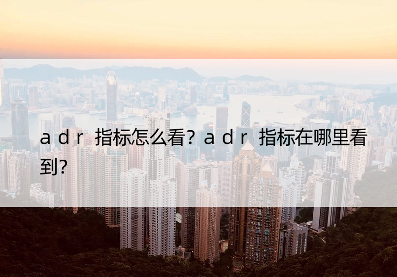 adr指标怎么看？adr指标在哪里看到？