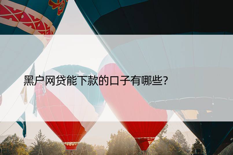 黑户网贷能下款的口子有哪些？