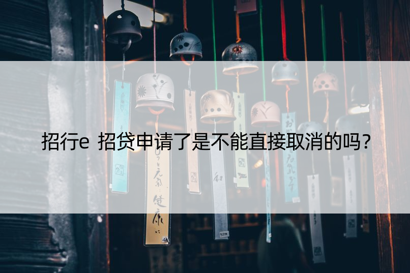 招行e招贷申请了是不能直接取消的吗？