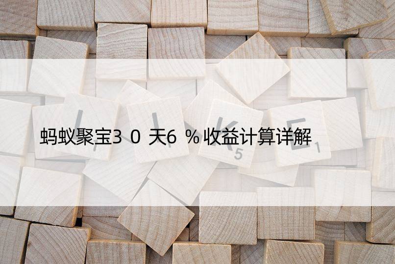 蚂蚁聚宝30天6%收益计算详解