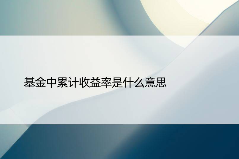 基金中累计收益率是什么意思