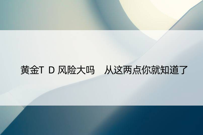 黄金TD风险大吗 从这两点你就知道了