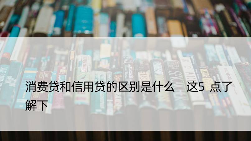 消费贷和信用贷的区别是什么 这5点了解下