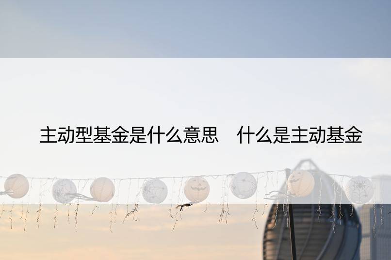 主动型基金是什么意思 什么是主动基金