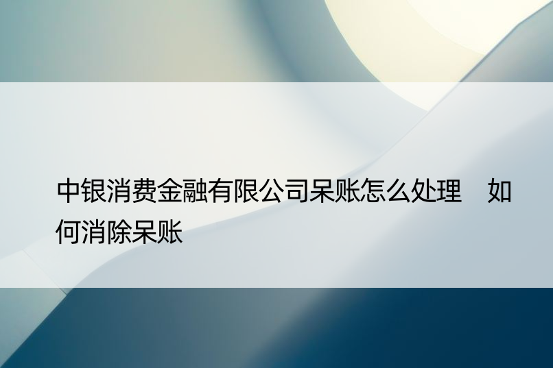 中银消费金融有限公司呆账怎么处理 如何消除呆账