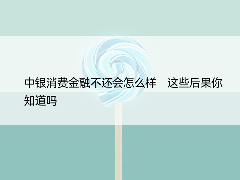 中银消费金融不还会怎么样 这些后果你知道吗