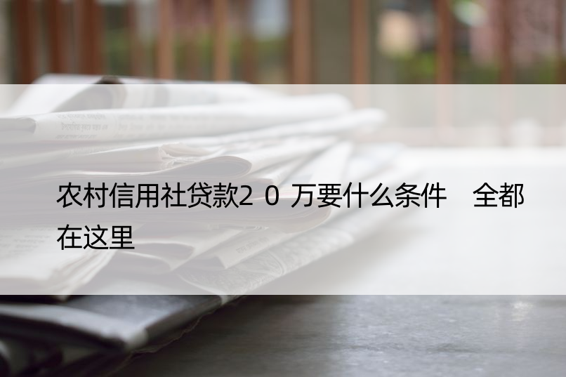 农村信用社贷款20万要什么条件 全都在这里