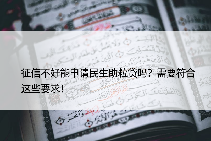 征信不好能申请民生助粒贷吗？需要符合这些要求！