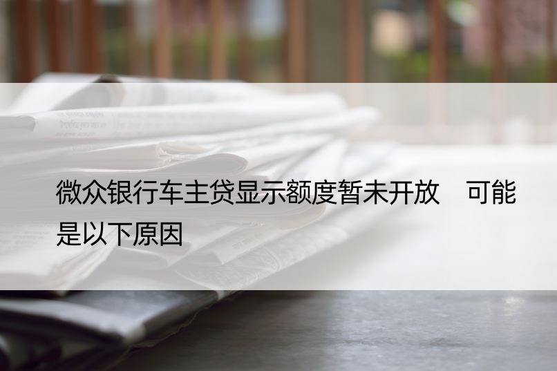 微众银行车主贷显示额度暂未开放 可能是以下原因