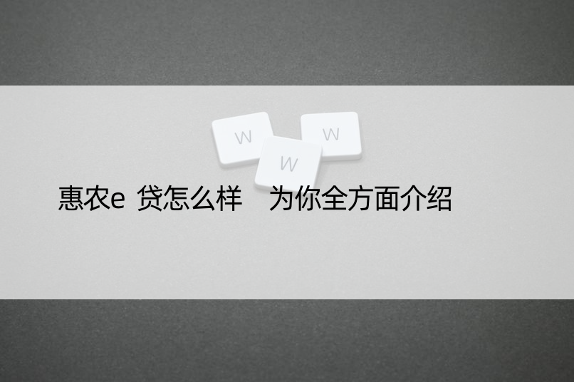 惠农e贷怎么样 为你全方面介绍