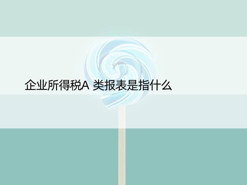 企业所得税A类报表是指什么