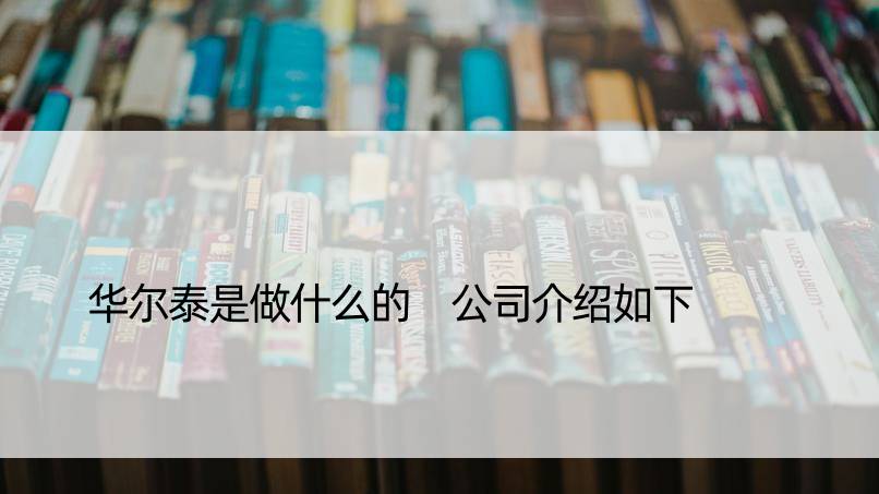 华尔泰是做什么的 公司介绍如下