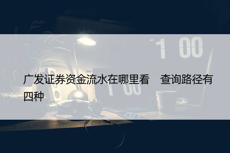 广发证券资金流水在哪里看 查询路径有四种