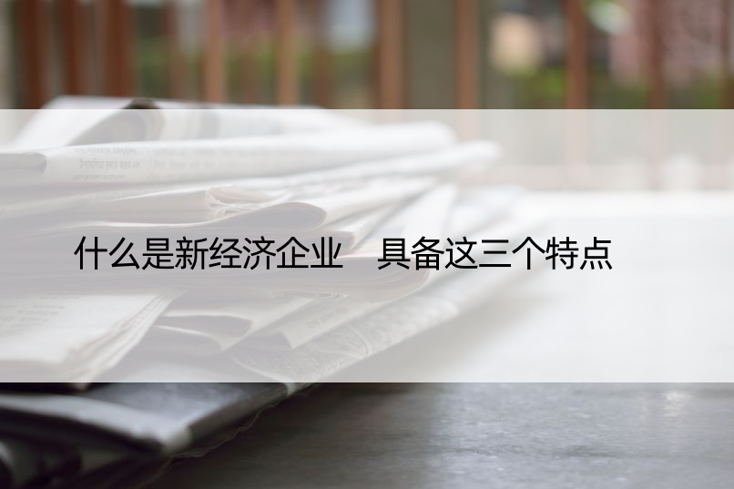 什么是新经济企业 具备这三个特点