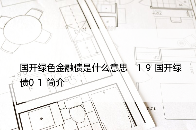 国开绿色金融债是什么意思 19国开绿债01简介