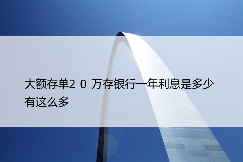 大额存单20万存银行一年利息是多少 有这么多