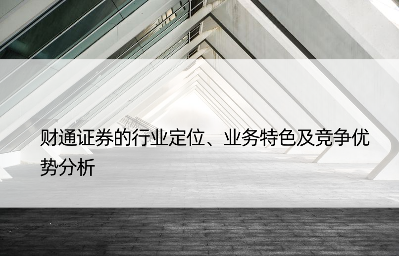 财通证券的行业定位、业务特色及竞争优势分析