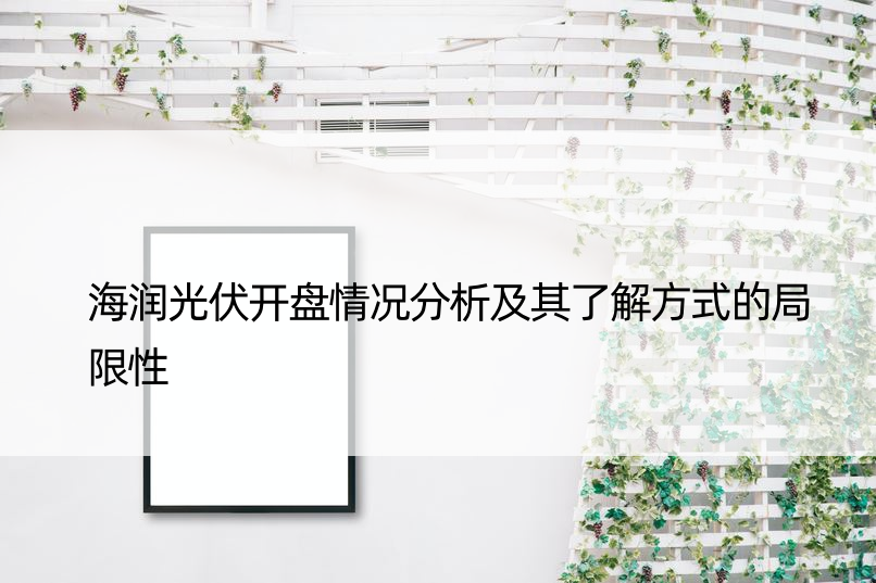 海润光伏开盘情况分析及其了解方式的局限性