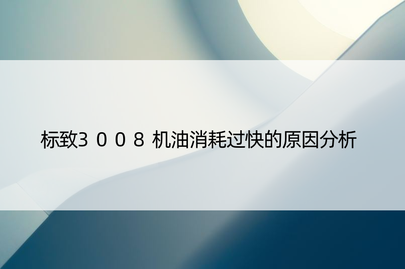 标致3008机油消耗过快的原因分析