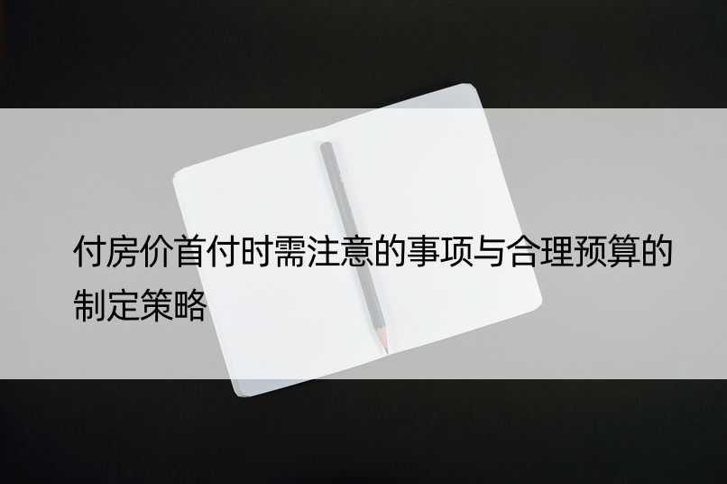 付房价首付时需注意的事项与合理预算的制定策略