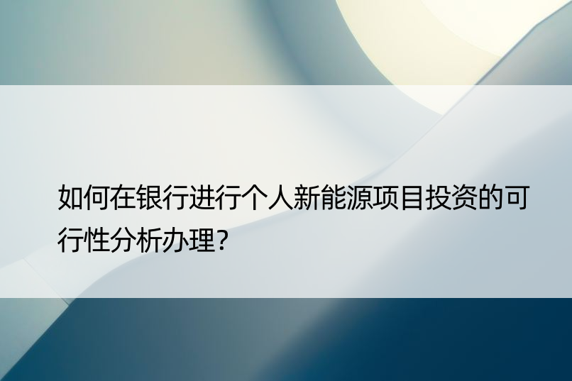 如何在银行进行个人新能源项目投资的可行性分析办理？