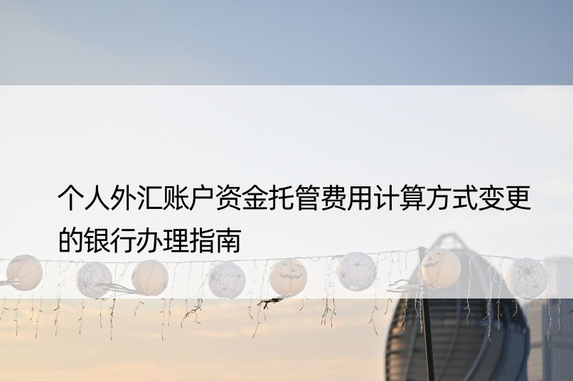 个人外汇账户资金托管费用计算方式变更的银行办理指南