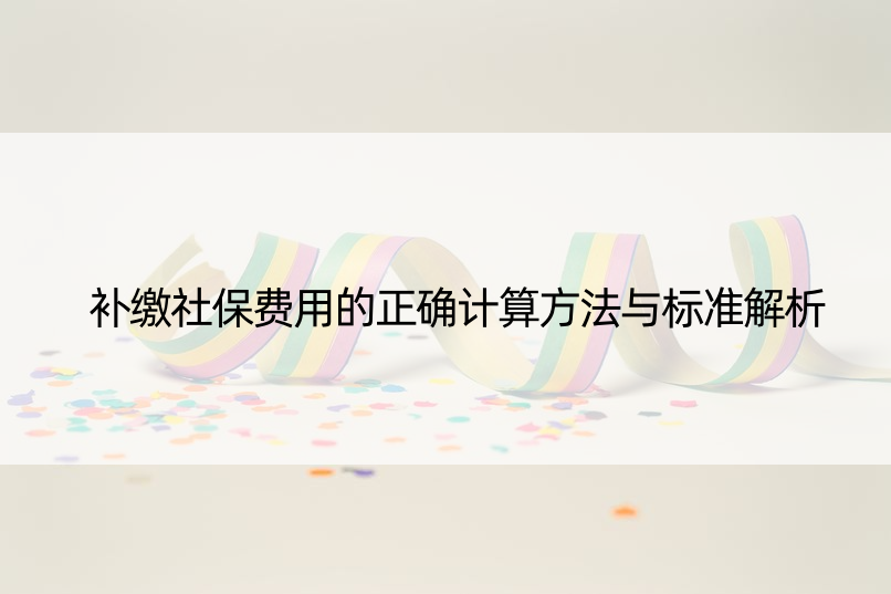 补缴社保费用的正确计算方法与标准解析