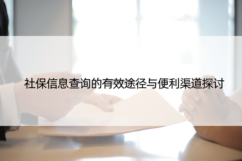 社保信息查询的有效途径与便利渠道探讨