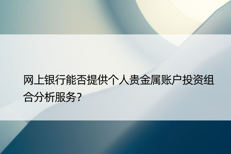 网上银行能否提供个人贵金属账户投资组合分析服务？