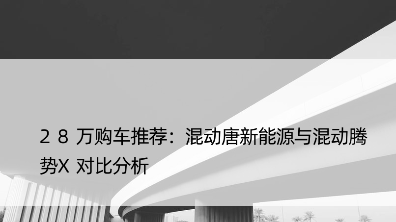 28万购车推荐：混动唐新能源与混动腾势X对比分析