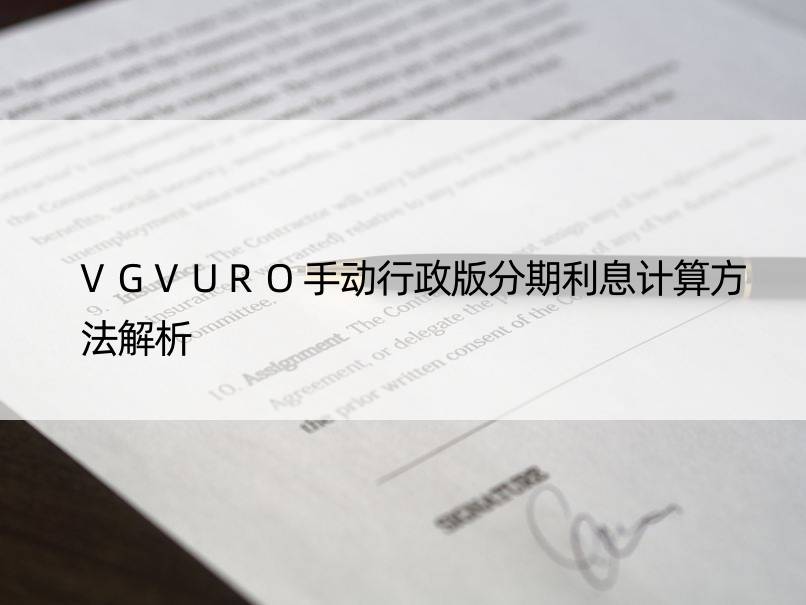 VGVURO手动行政版分期利息计算方法解析