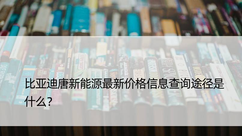 比亚迪唐新能源最新价格信息查询途径是什么？